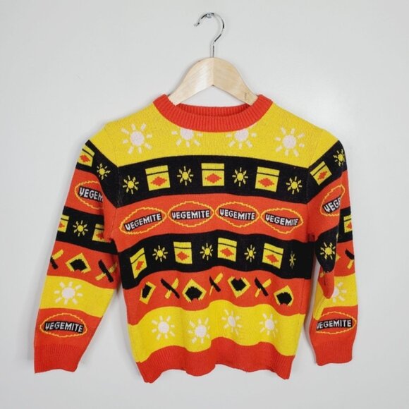 Vegemite Novelty Rare Kids Fair Isle Quirky Pop Culture Sweater 12 - Picture 2 of 9